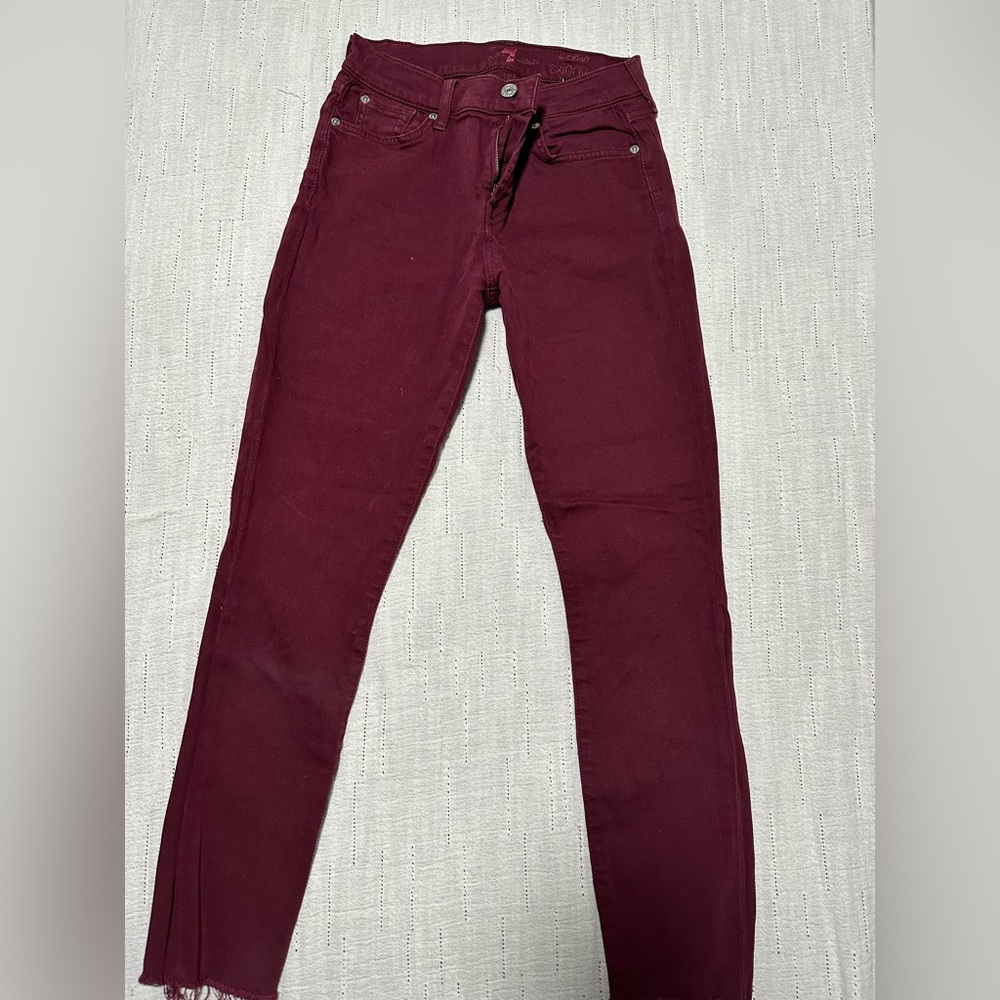 7 for All Mankind maroon skinny jeans